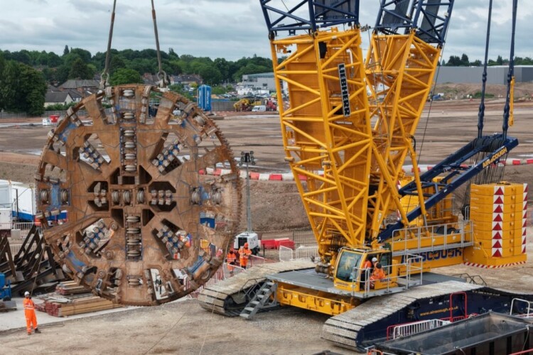 HS2 tunnelling machine Mary Ann is being disassembled, having finished the first section of the Bromford Tunnel in Warwickshire last month