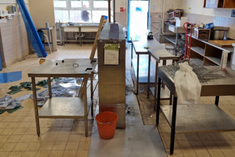 The school kitchen was being refurbished