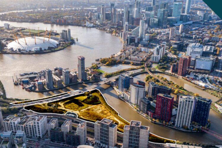 Limmo Peninsula is just across the river from the O2 Arena (Millennium Dome)
