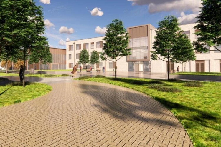 CGI of the planned Alconbury Weald Church Academy