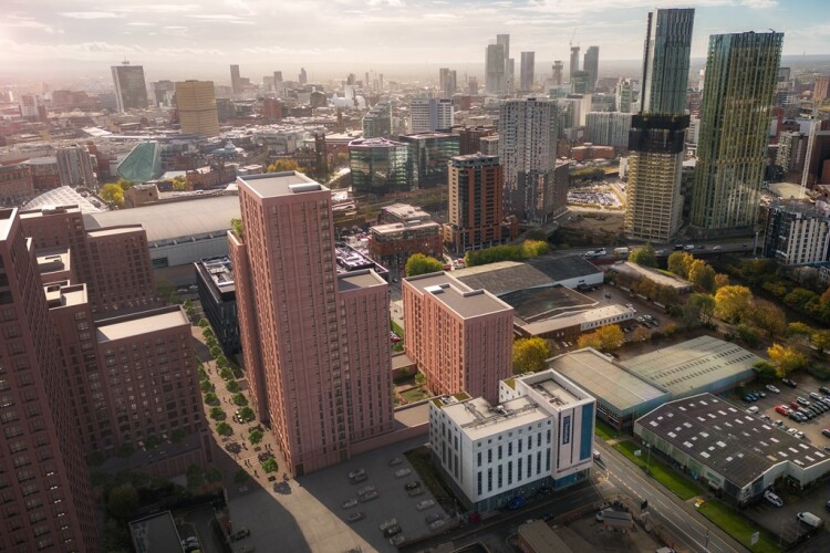 CGI of Brewery Gardens, with its red brick facade