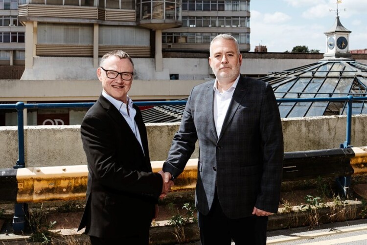 Norwich City Council leader Mike Stonard and Aviva Capital Partners chair Ben Luckett