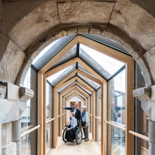 A new glass bridge connects the Victorian museum to the Norman Keep, providing step-free access to five levels © Norfolk Museums Service