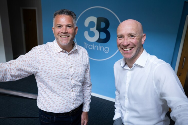 Andrew Bridge from the Construction Industry Training Board (left) with 3B Training managing director Mathew Bewley