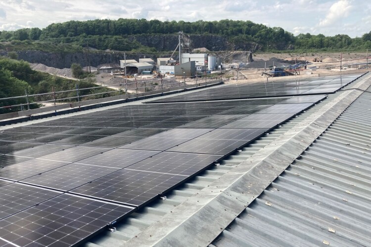 Solar panels at Moorcroft Quarry