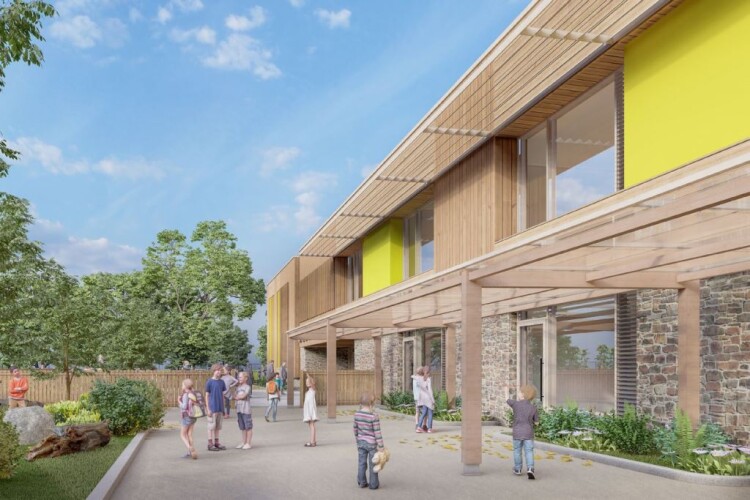 CGI of the new primary school being built in Glyn-coch