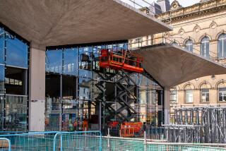 Phase one work has continued with erection of the new exterior curtain walling and interior steelwork
