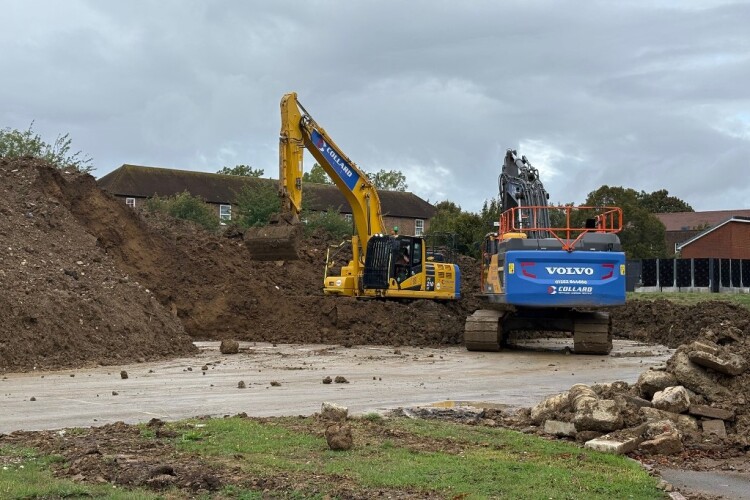 Groundworks under way at Baker Barracks for the new single living accommodation [© MoD Crown Copyright] 