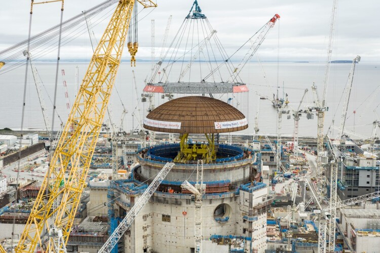 The 245-tonne dome of Hinkley Point C’s second reactor building was lifted into place in July this year
