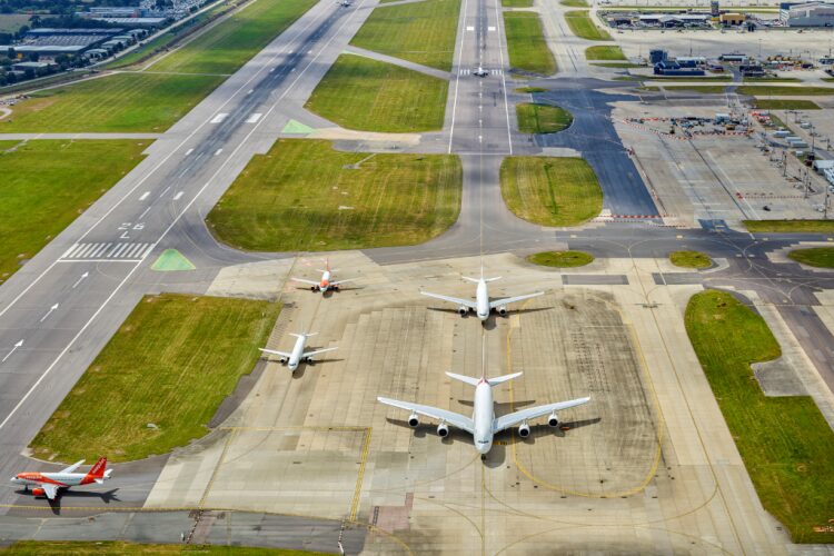 Gatwick's northern runway (right of the two shown) is to be moved 12 metres north to allow dual runway operations