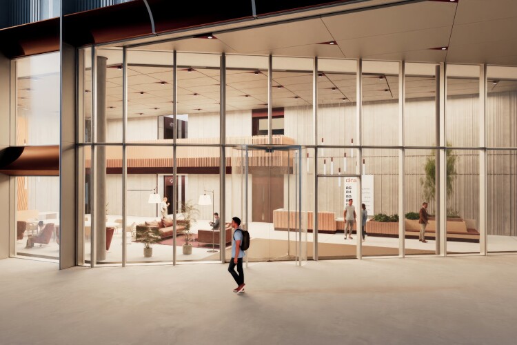 CGI of the Dirac Building, designed by Sheppard Robson