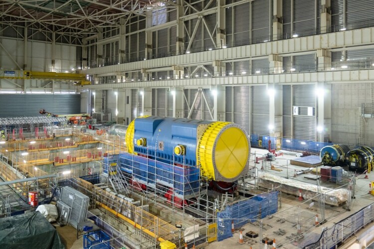 The first Arabelle turbine being installed at Hinkley Point C – Sizewell C will use the same components