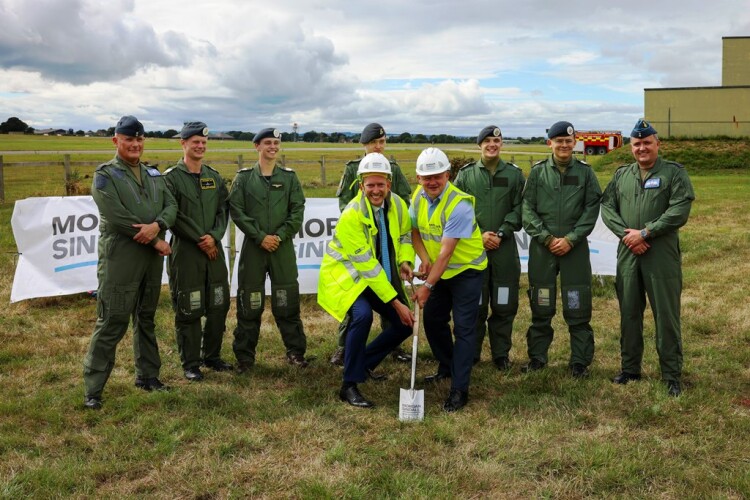 Morgan Sindall area director Alex Isted (left) and Group Captain John Lawson plant the first spade 