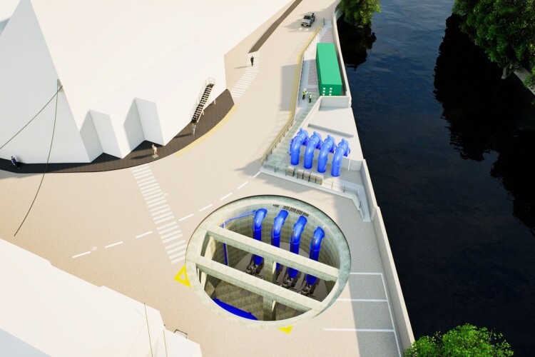 Artist's impression of the Don Valley flood scheme at Sheffield Forgemasters