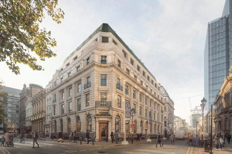 CGI of the refurbished 78-90 Colmore Row, complete with new storey on top