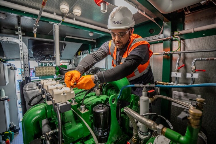 Preparation work inside the combined heat and power unit for the demo at Kirkwall Airport [Photo: Colin Keldie – EMEC]