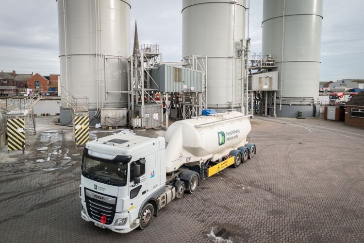 Heidelberg Materials’ EvoZero cement is being stored at the Port of Goole