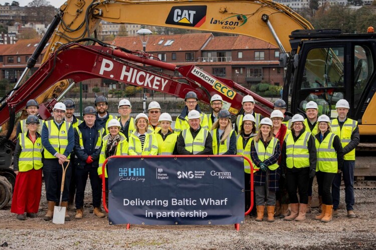 Representatives from the Hill Group, Goram Homes, Bristol City Council, Sovereign Network Group and Homes England assembled on site to mark the start of works